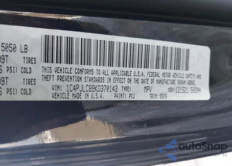 2019 Jeep Cherokee Latitude Fwd z USA, uszkodzony, nr VIN 1C4PJLCB9KD370143